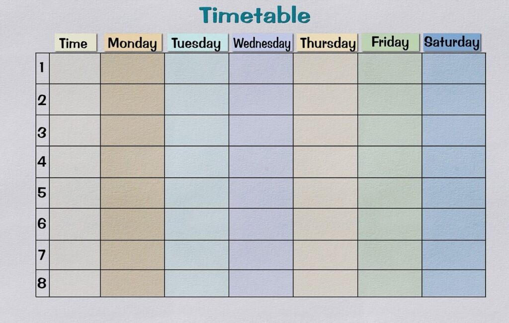 جدول تنظيم الوقت