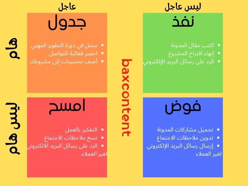 تقنية ايزنهاور لتنظيم الوقت